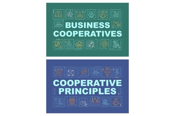 Business Co-ops Word Concepts Banner Set for Graphic Templates