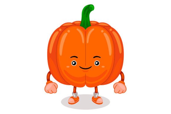 Cute Pumpkin Mascot Character Vector Review