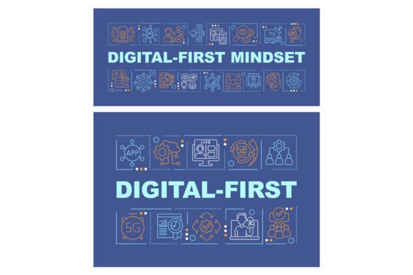 Digital First Word Concepts Banner Set for Graphic Templates