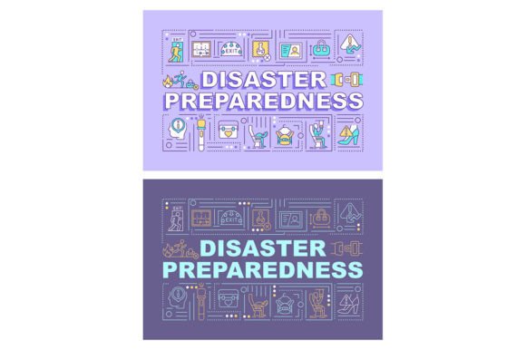Disaster Preparedness Word Banner Set for Graphic Templates