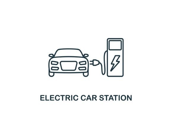 Electric Car Station Icon for Small Business Branding