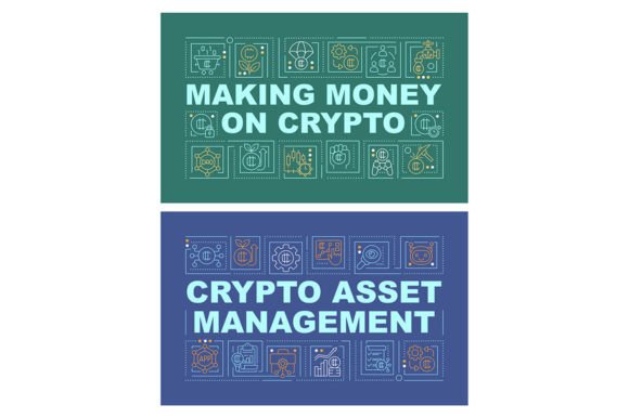 Making Money on Crypto Word Concept Set Graphics