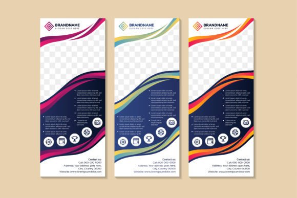 Wave Vertical Banner Collection for Print Templates and Graphics