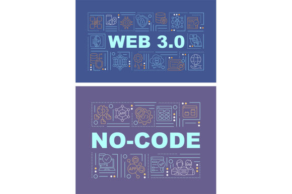 Web 3 0 Word Concepts Banner Set for Graphic Templates